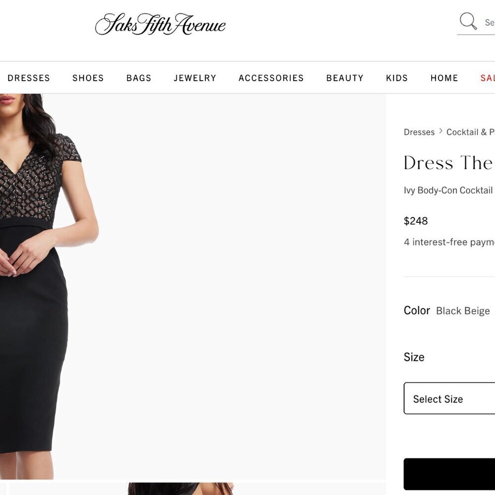 Dress The Population Black Dress Size Large Sequins Cocktail Dinner Work Cruise - Picture 2 of 5